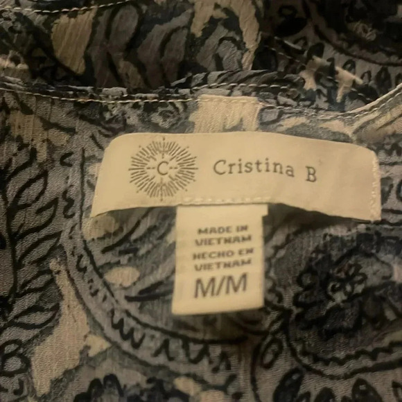 Cristina B Womens Sleeveless Double Layered Blouse Blue Size Medium - Picture 4 of 5